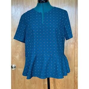 Banana Republic Green Foulard Ruffle Tunic Blouse M